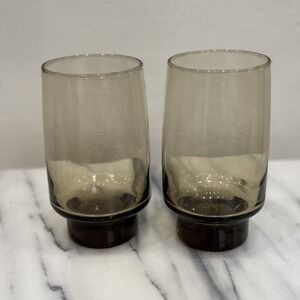 Libbey Tawny 16 Oz Tumbler Set 2 Vintage Brown Glasses Retro Lot